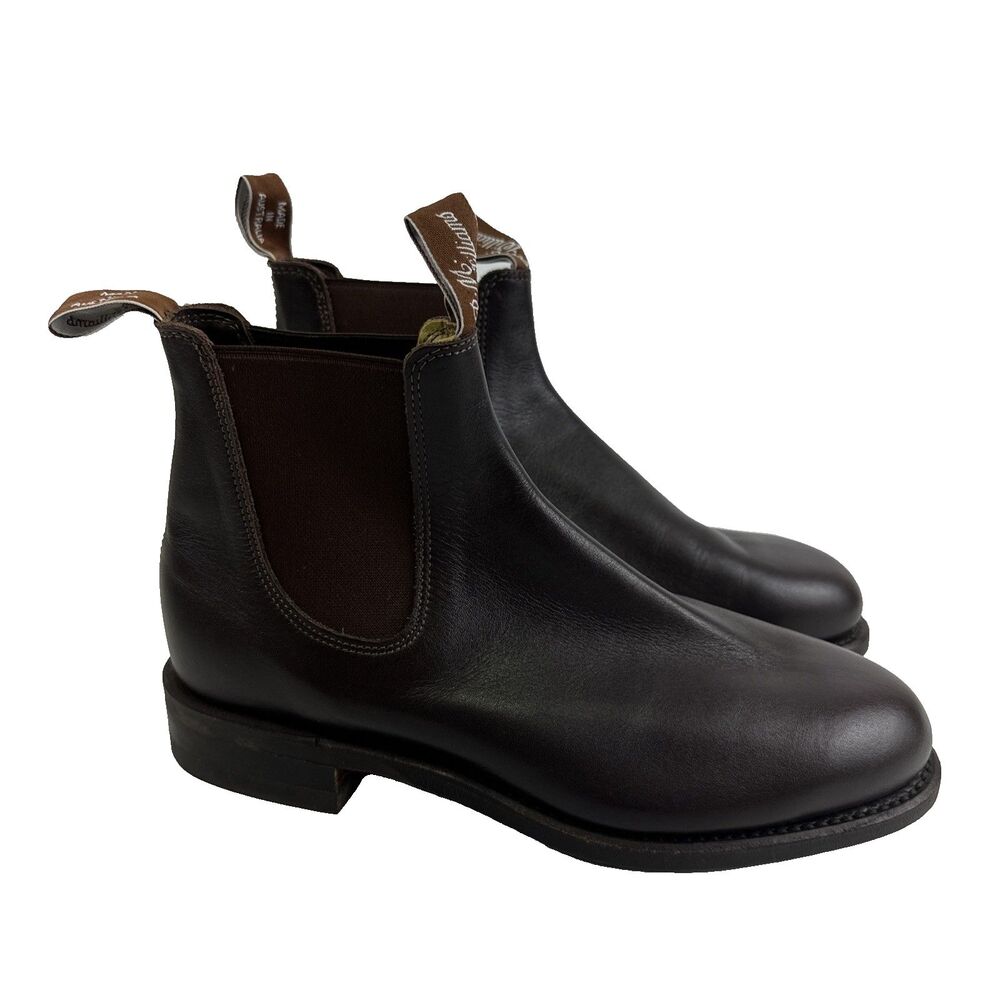 RM Williams Turnout Leather Chelsea Boot Pull On Chestnut Brown Quality Men UK 7